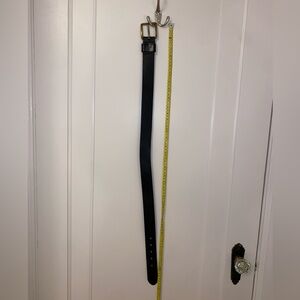 Black Leather Belt with Solid Brass Buckle